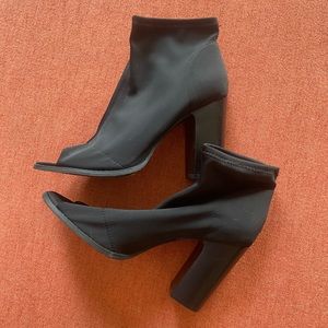 Block peep toe ankle boots